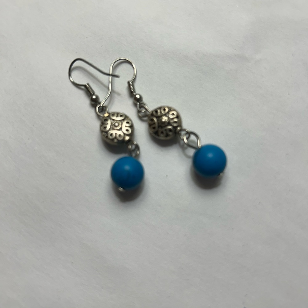 Blue and silver earrings